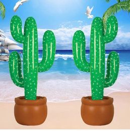 Party Decoration 90cm PVC Inflatable Cactus Potted Plants Balloon Hawaiian Beach Ballon Tropical Aloha Baloon Happy Birthday Decor