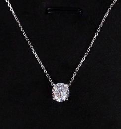 S925 silver one diamond pendant necklace in platinum Colour for women wedding Jewellery gift have stamp box PS48157347455