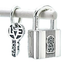 Padlock and Key Dangle Charm Silver Charms for Bracelets DIY Jewelry Making kits Loose Beads Silver wholesale 790088C016083340