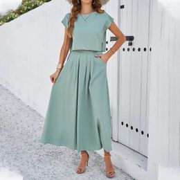 Work Dresses 2024 Summer Women's Casual Loose Sleeveless Top & A-line Skirt Set Temperament Commuting Female Fashion High Waist Skirts