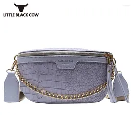 Shoulder Bags Women Fashion Tassel Zipper Crossbody Purple/Black/White Street Chains Design Female