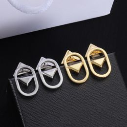 Earring Earrings designer For Women 18K Gold Plated Hoop Triangle Glossy Light With Fashion Letters Retro Personality Stud For Party Jewellery Gift gold sliver