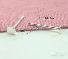 20pcslot 925 Sterling Silver Earring Nail Findings Connectors For DIY Craft Fashion Jewellery Gift 3mm W2958514777