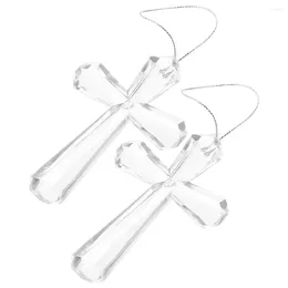 Decorative Figurines 2 Pcs Decorations Transparent Cross Clear Hanging Ornament Easter The Acrylic Party Favours