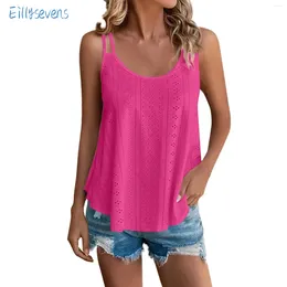 Women's Tanks Solid Color Tank Tops Causal Loose Comfortable Mesh Hollowed Out Vest Summer Daily All-Match Regular
