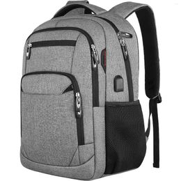 Backpack Men's Multi-functional Laptop 17.3'' W/USB Port Business Bag Man Oxford Outdoor Waterproof Computer Bags