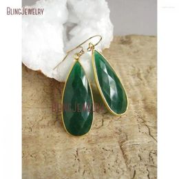 Dangle Earrings Emeralds Large Rough Cut Drop Vermeil Bezel Set Dnagle ER21049