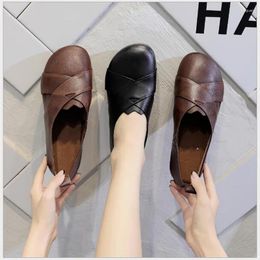 Casual Shoes 2024 Women Genuine Leather Loafers Solid Colours Ladies Ballet Flats Female Autumn Moccasins Ballerina