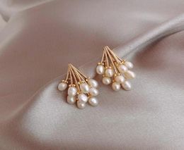 Stud French Retro Gold Imitation Pearl Earrings Simple Geometric 2021 Arrival Wedding Party For Women Jewelry6013334