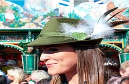 German Beer Festival Felt Hat Women Men Feather Woollen With BlackRed Green Colour Packing Box Wide Brim Hats3189553