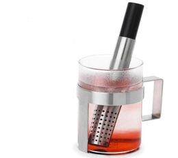 100pcs Tea Strainer Stick Stainless Steel Pipe Design Mesh Tea Philtre Portable Tea Infuser Teaware LX24712982871