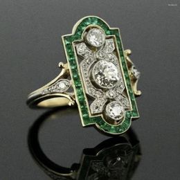 Wedding Rings Fashion Emerald Zircon Engagement Ring Luxury Atmospheric Round Diamond Gemstone Bracelet