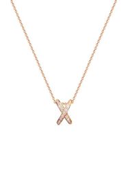 Pendant Necklaces Fashion Crystal Zircon Letter X Necklace For Women Dainty Wedding Jewellery Real Gold White Rose Plated Gifts8574337