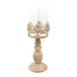 Candle Holders Vintage Holder Square Stand Candlestick Metal Base Craft Large Glass Candles Wedding Desk Decoratio