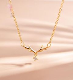 Gold Plated Antler Pendant Fashion Simple Cubic Zirconia Charm Women039s Necklace Luxury Bride Engagement Jewelry Necklaces4744456