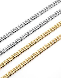 Necklace Cuban Link Chain Stainless Steel 18K Gold Plated Tone Punk Jewellery Bracelet Necklace3 5 7mm24quot8142253