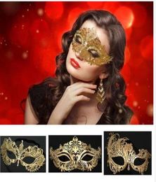 5 Styles Luxury Gold Crown Venetian Metal Laser Cut Wedding Masquerade Mask Dance Cosplay Costume Party Mask7788271