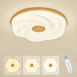 Ceiling Lights Wooden Light Bedroom Dimmable LED Lighting With Remote Control 36W Modern Children's Lamp