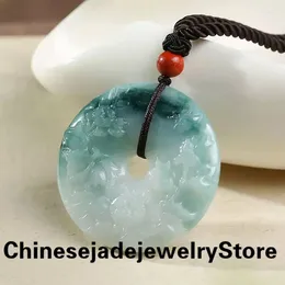 Pendant Necklaces Genuine Natural Jade Donut For Women Men Jadeite Flower Charms Real Chinese Jades Stone Accessories Jewellery