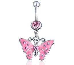 D0235 3 Colours Pink Colour Nice Butterfly style belly ring with piercing body jewlery navel7542465