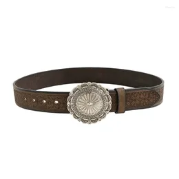 Belts Mens Engraved Decor Embossed Belt Medieval Vintage Leathers Strap Knot Pattern Renaissance Knight