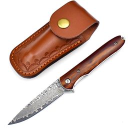 Handmade Damascus Folding Knife 107-Layer Outdoor Camping Fishing & Hunting Gift Edc Pocket Knife Customizable OEM & ODM Support