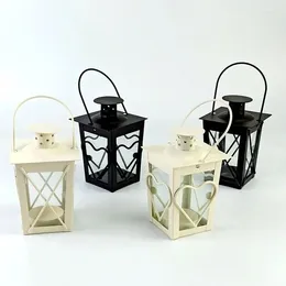 Candle Holders Lantern Iron Holder Black Small Nordic Metal Hanging Tealight Chandelier Bougeoir Cage Decoration ZP60ZT