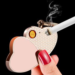 Custom Lighters One Click Lock Fire Safety Protection Heart Shaped Keychain Electric Lighter For Valentine