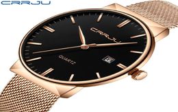 CRRJU 2018 Luxury Top Brand Watches Men Stainless Steel Mesh Band Fashion Quartz Watch Ultra Thin Clock Male Relogio Masculino7061366