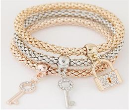 Key Locket Pendant Charm Braclets Bangles Women Layers Gold Colour Bracelets For Woman Punk Pulseras Jewellery Gifts Link Chain4250800