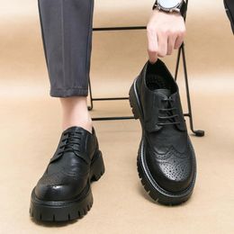 Casual Shoes Lace-Up Men's Footwear Thick Bottom Men All-match Male Comfortable Oxfords Shoe Leather Classic Wedding