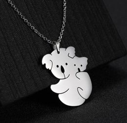 Skyrim Cute Koala Animal Pendant Necklace Stainless Steel Golden Initial Choker Chain Necklaces Memorial Jewelry Gift for Women4698027