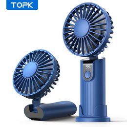 TOPK 5000mah Mini Portable FanUSB Desk Electric FanSmall Personal hand Fan with USB Rechargeable Cooling Folding Fans for Room 240424