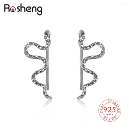 Hoop Earrings 925 Sterling Silver Punk Snake Retro Colour Personality Stud For Women Animal Brincos Female Jewellery Gift