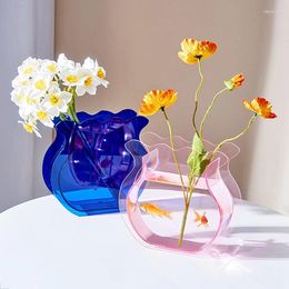 Vases Korea Acrylic Flower Vase Clear Hydroponic Plants Modern Art Arrangement Container Desktop Decoration Jarrones