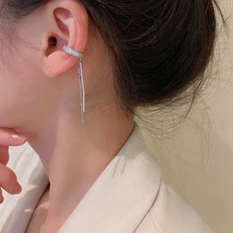 Charm Crystal Tassel Ear Clip Earring For Women Non-Piercing Cuff Shiny Rhinestone Chain Fake Cartilage Piercing Jewellery