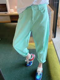 Women's Jeans Yitimoky Green Mom High Waist For Women Y2k Fashion 2024 Harem Pants Vintage Streetwear Denim Trousers Baggy XL