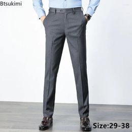 Men's Suits 2024 Suit Pants Fashion Business Casual Straight Korean Style Slim Fit Striped Non-ironing Trousers For Men