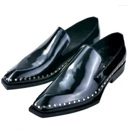 Casual Shoes Unique Heel Rivets Derby Gentlemen Formal Business Men Driving Loafers Fashion Flats