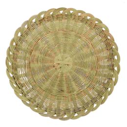 Dinnerware Sets Bamboo Woven Basket Tray Round Fruit Plate Storage Natural Serving