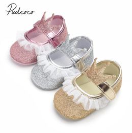 2020 Brand New Newborn Infant Baby Girl Princess Lace Crown Shoes Sequined Cotton Soft Sole Crib Prewalker Shoes First Walkers4307971