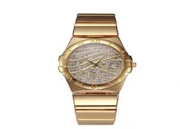 Fashion Luxury Designer Watch Stainless Steel Strap Quartz Watch Round CZ Diamond for Men Women220O8709182