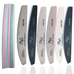 10 Pcs Professional Nail File 100 150 180 240 Grit Unhas De Gel Files Sandpaper Moon Style Acrylic Art Tools 240415