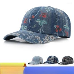 Ball Caps Ethnic Print Denim Baseball Female Spring And Autumn Trend Sun Hat Student Outdoor Sports Peaked Cap