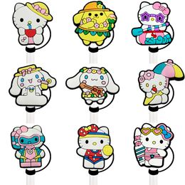 12colors cats silicone straw toppers accessories cover charms Reusable Splash Proof drinking dust plug decorative 8mm/10mm straw party