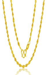Genuine 18k Yellow Gold Colour Necklace For Women Water Wave Chain Bone/Box/O Chain 45cm Necklace Pendant Jewellery 09279383002