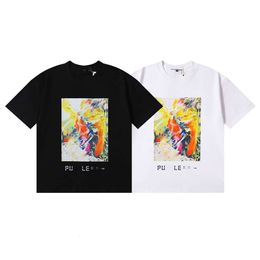 Designer Luxury purples Classic Brand style bright abstract painting printed high quality double yarn casual and comfortable short sleeve T-shirt for men and women