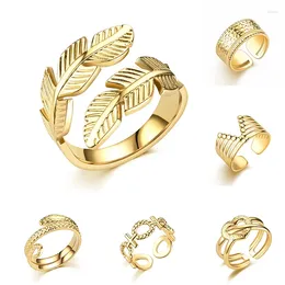 Cluster Rings Selling Open Steel Ring Hop Retro Style Stainless Gold Plated Couple For Women And Men