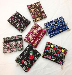 Women Cotton Floral Printing Double Zipper Coin Purses Mix color2146801