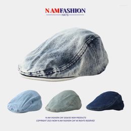 Berets Japanese Niche Harajuku Washed For Women Spring And Summer Fashion Sunscreen Versatile Retro Denim Forward Hats Men